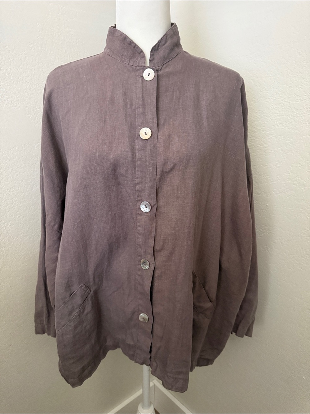 bryn Walker Relaxed Button-Front Utility Jacket in Dusty Mauve